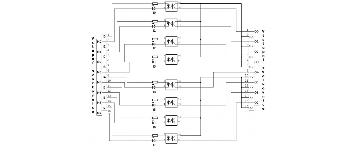 Picture 2.: Circuit diagram of optocoupler 8xOPTOC.